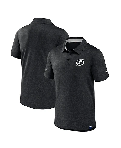 Fanatics Men's Black Tampa Bay Lightning Authentic Pro Jacquard Polo Shirt