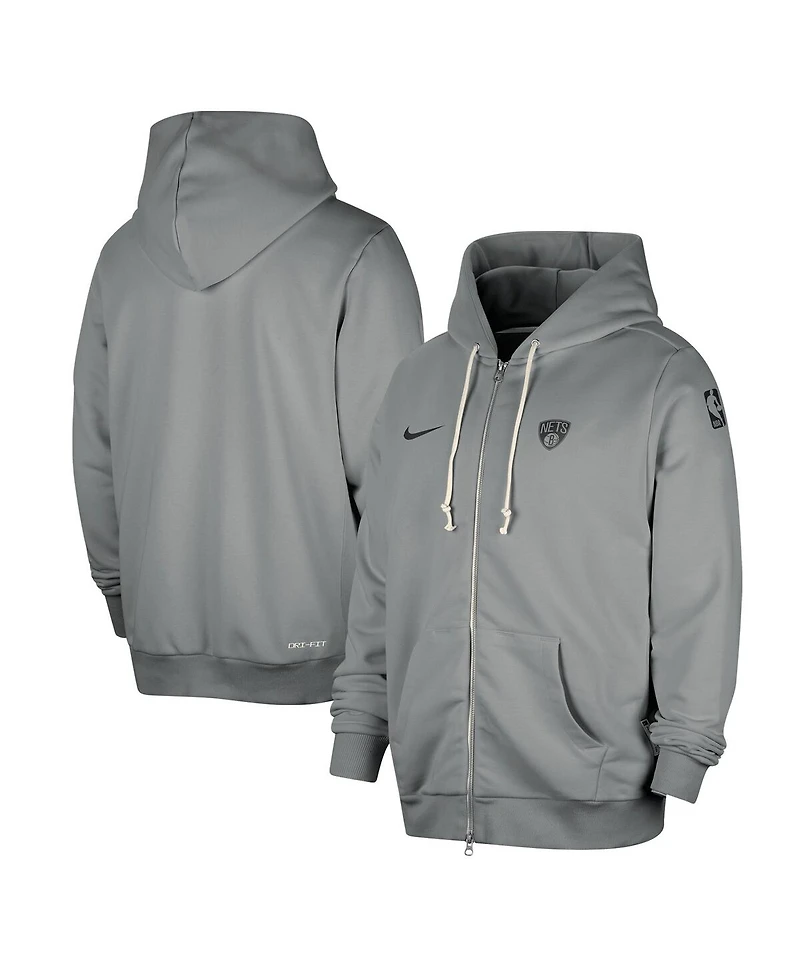 Nike Men's Gray Brooklyn Nets Authentic Standard Issue Full-Zip Hoodie Jacket