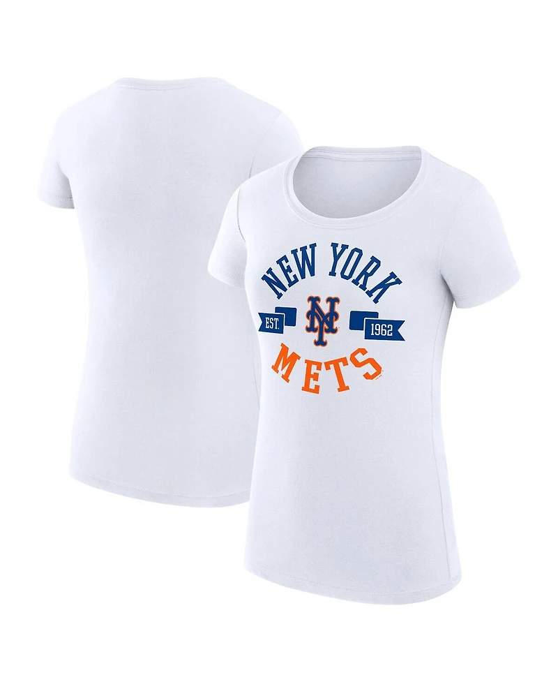 G-iii 4Her by Carl Banks Women's White New York Mets City Graphic Fitted T-Shirt