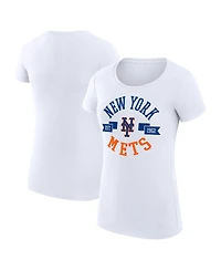 G-iii 4Her by Carl Banks Women's White New York Mets City Graphic Fitted T-Shirt
