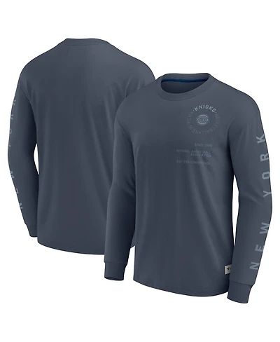 Fanatics Men's Blue New York Knicks Elements Future Ground Tonal Info Long Sleeve T-Shirt
