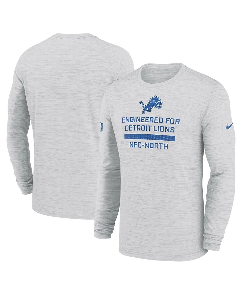 Nike Men's Ash Detroit Lions Sideline Velocity Performance Long Sleeve T-Shirt