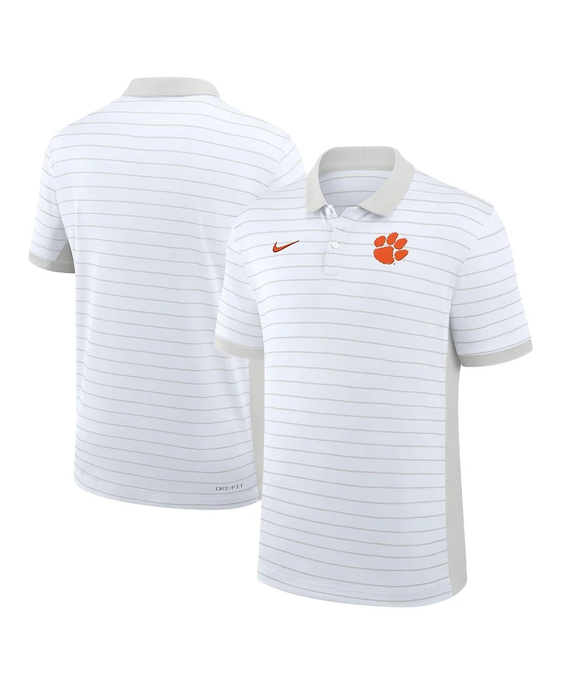 Nike Men's White Clemson Tigers 2025 Early Season Coaches Sideline Victory Stripe Performance Polo Shirt