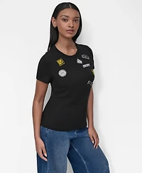 Dkny Women's Pins And Patches Crewneck T-Shirt