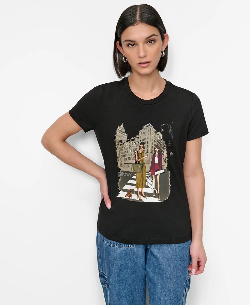 Dkny Women's Fifth Avenue Conversation Crewneck Tee