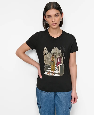Dkny Women's Fifth Avenue Conversation Crewneck Tee