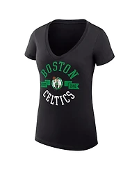G-iii 4Her by Carl Banks Women's Black Boston Celtics Large City Logo Fitted V-Neck T-Shirt