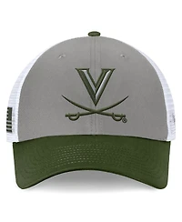 Top of the World Men's Gray/Green Virginia Cavaliers Oht Military Appreciation Badge Trucker Adjustable Hat