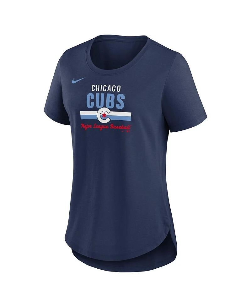 Nike Women's Navy Chicago Cubs City Connect Lockup Tri-Blend T-Shirt