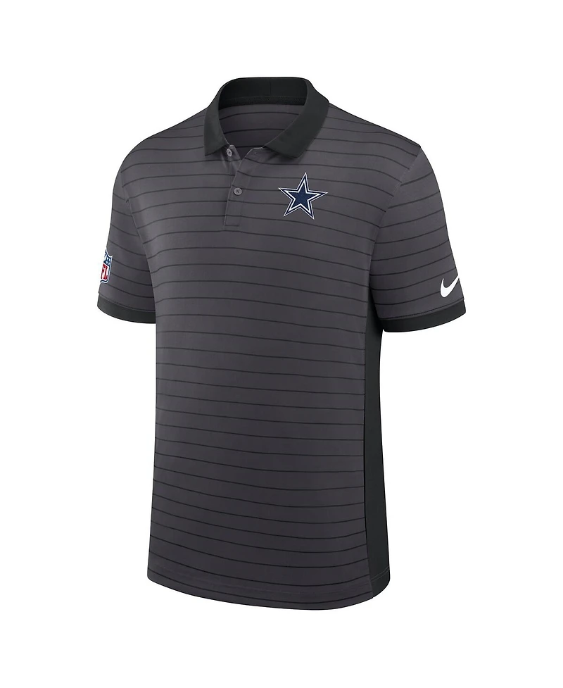 Nike Men's Gray Dallas Cowboys Sideline Victory Stripe Performance Polo Shirt