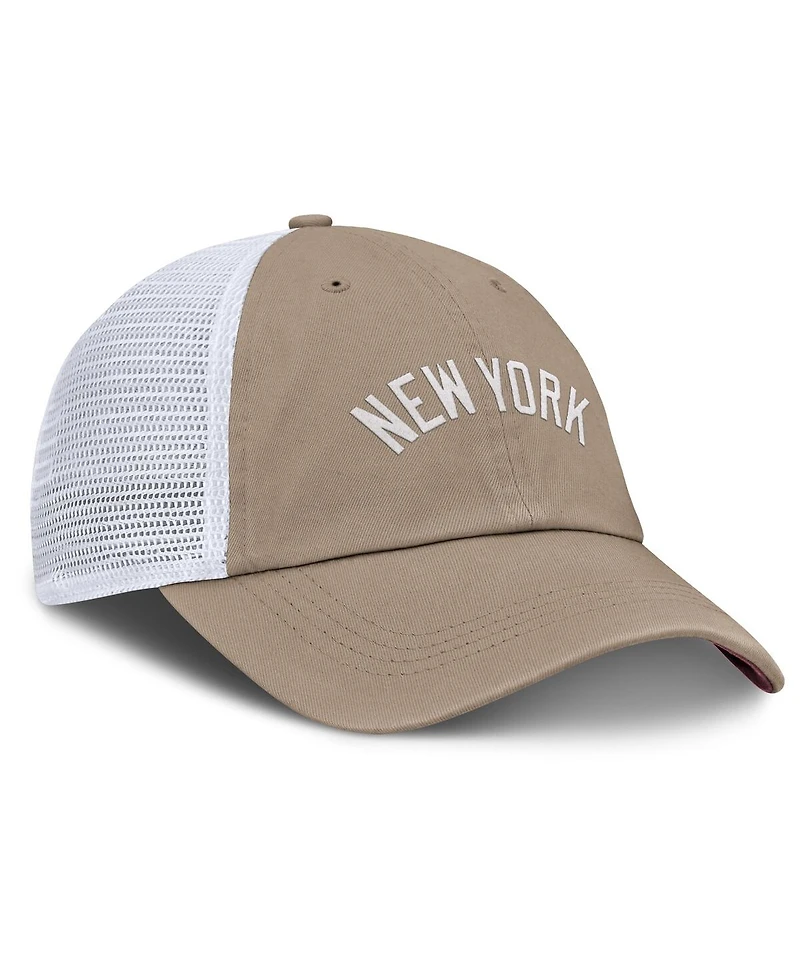 Nike Men's and Women's Khaki/White New York Yankees Club Trucker Adjustable Hat