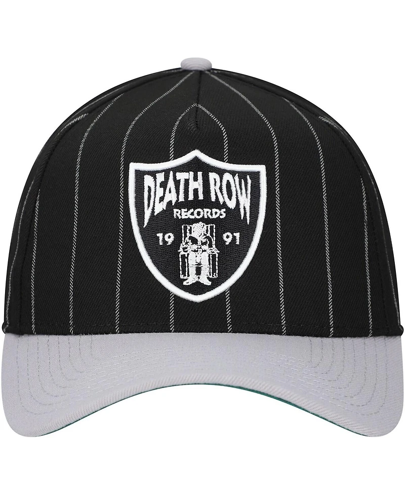 Lids Men's Black Death Row Records A-Frame Pin Stripe Adjustable Hat