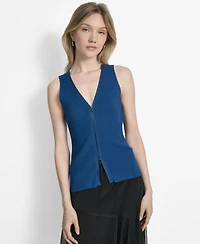 Dkny Women's Two-Way Zipper Sleeveless Sweater