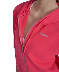 Dkny Sport Women's Studded Mini-Logo Full-Zip Fleece Hoodie