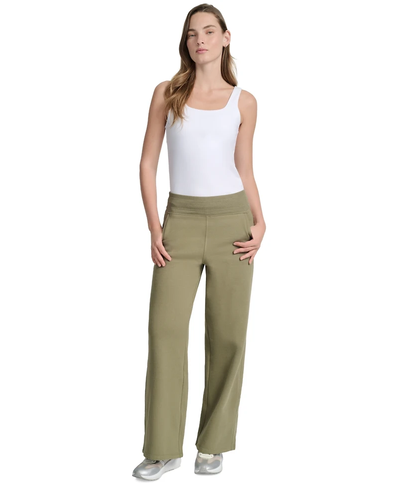 Dkny Sport Women's Studded-Logo Wide-Leg Pants