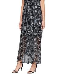 Sl Fashions Women's Printed Chiffon Ruffled Sleeveless Dress