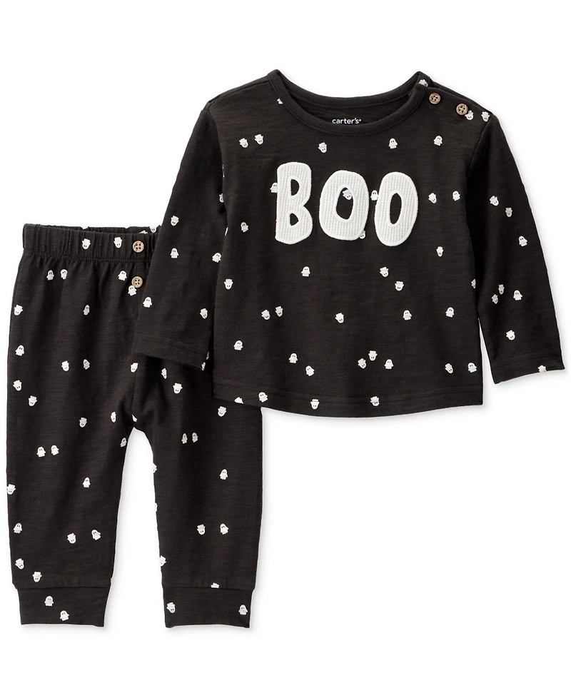 Carter's Baby 2-Pc. Ghost Print Halloween Top & Pants Set