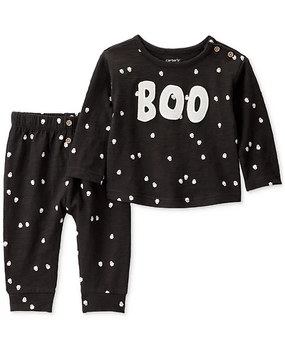 Carter's Baby 2-Pc. Ghost Print Halloween Top & Pants Set