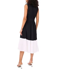 Msk Women's Cotton Sleeveless Shirtdress