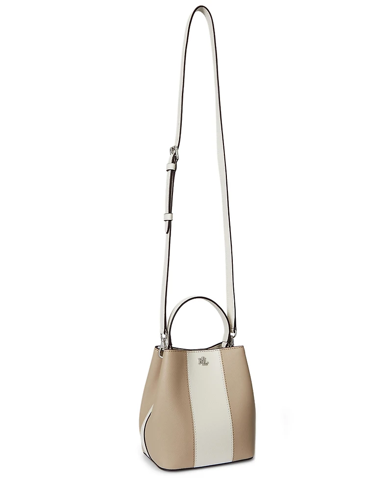 Lauren Ralph Two-Tone Leather Small Reese Bucket Bag