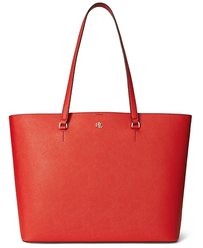 Lauren Ralph Lauren Karly Crosshatch Leather Large Tote