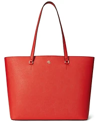 Lauren Ralph Lauren Karly Crosshatch Leather Large Tote