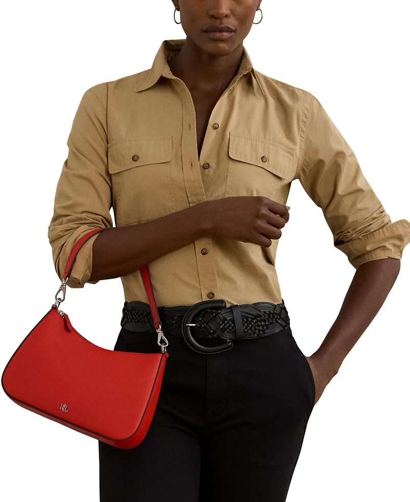 Lauren Ralph Lauren Women's Crosshatch Leather Medium Danni Shoulder Bag