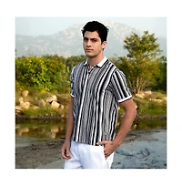 Men's Cream White & Midnight Black Multitrack Knit Polo T-Shirt