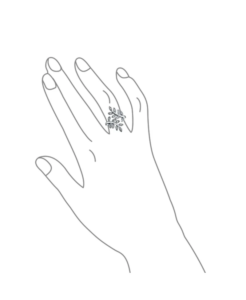 Bling Jewelry Nature Ivy Vine Leaf Cocktail Statement Ring with Cubic Zirconia Pave Cz Silver Plated