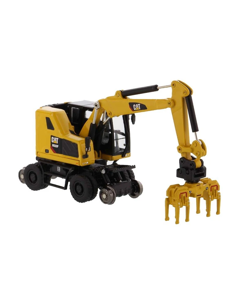 Cat Caterpiller M323F Railroad Wheeled Excavator with 3 Accessories High Line Series 1/87 Scale Diecast Model by Diecast Masters