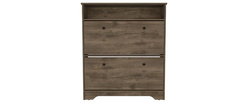 Wayne Shoe Rack 46" H, One Open Storage Shelf, Two Internal Drawers, Doors