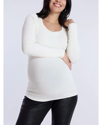 Motherhood Maternity Square Neck Rib Knit Long Sleeve Tee