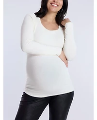 Motherhood Maternity Square Neck Rib Knit Long Sleeve Tee