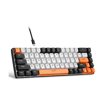 Compact 60% Mechanical Gaming Keyboard with 68 keys, red switches, Led backlight, and wired connection—perfect for Windows Mac, and laptops