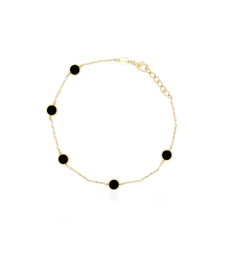 The Lovery Onyx Bubble Chain Bracelet 14K Gold