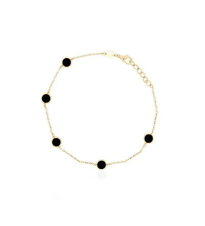 The Lovery Onyx Bubble Chain Bracelet 14K Gold