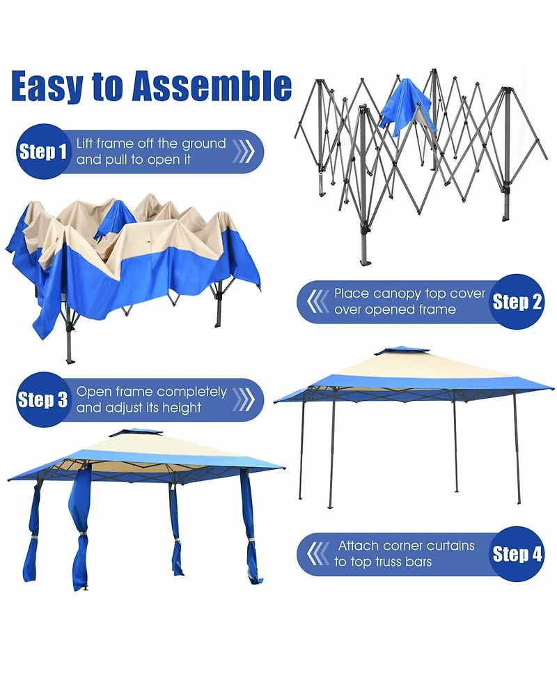 Gymax 13' x Folding Patio Pop-up Gazebo Canopy Tent Outdoor Shelter Shade