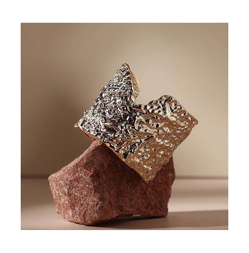 Sohi Women's Green Dented Cuff Bracelet