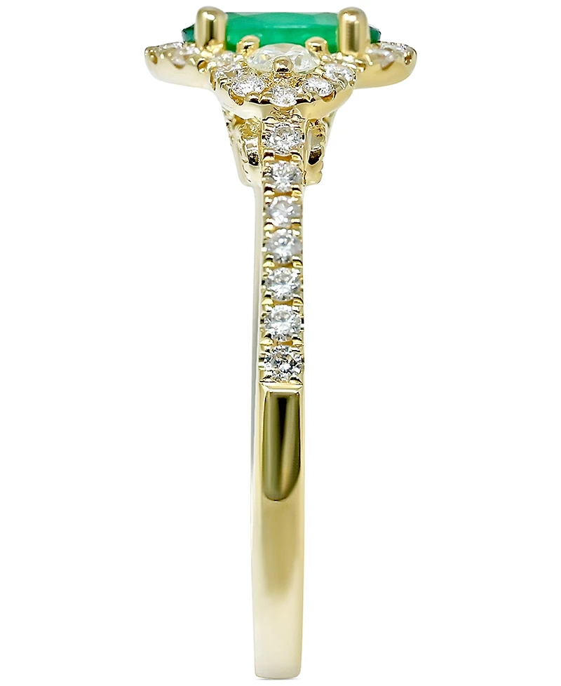 Emerald (3/4 ct. t.w.) & Diamond (3/8 ct. t.w.) Oval Ring in 14k Gold