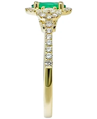 Emerald (3/4 ct. t.w.) & Diamond (3/8 ct. t.w.) Oval Ring in 14k Gold
