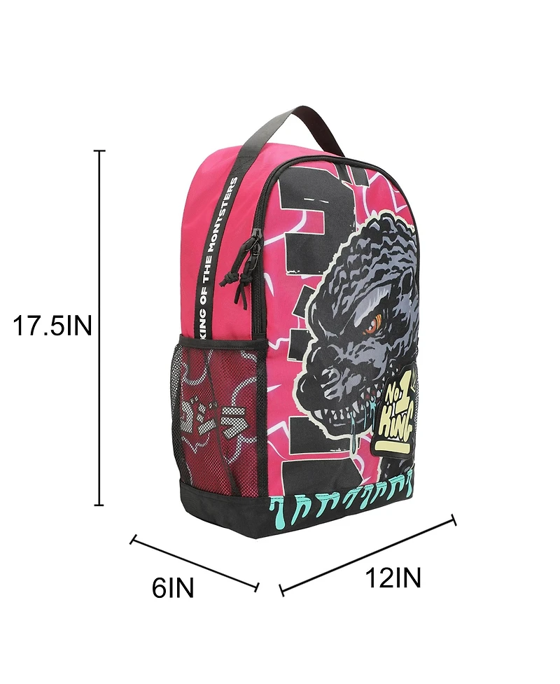 Godzilla Large Graphic 17.5" Pink Backpack