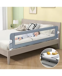 Slickblue Kids Swing-Down Foldable Bed Rail Guard with Safety Strap Adjustable
