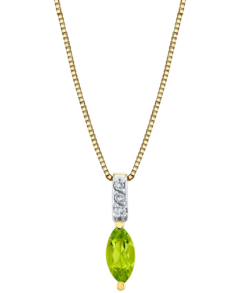 Macy's Peridot (1/2 ct. t.w.) & Diamond Accent 18" Pendant Necklace in 10k Yellow Gold