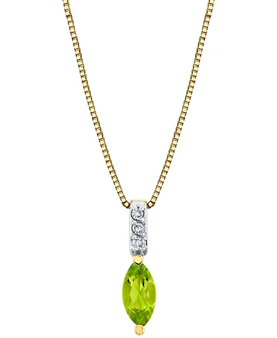 Macy's Peridot (1/2 ct. t.w.) & Diamond Accent 18" Pendant Necklace in 10k Yellow Gold