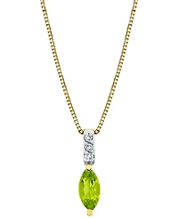 Macy's Peridot (1/2 ct. t.w.) & Diamond Accent 18" Pendant Necklace in 10k Yellow Gold