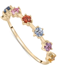 Lab Grown Multicolor Sapphire Thin Ring (5/8 ct. t.w.) in 14k Gold over Sterling Silver