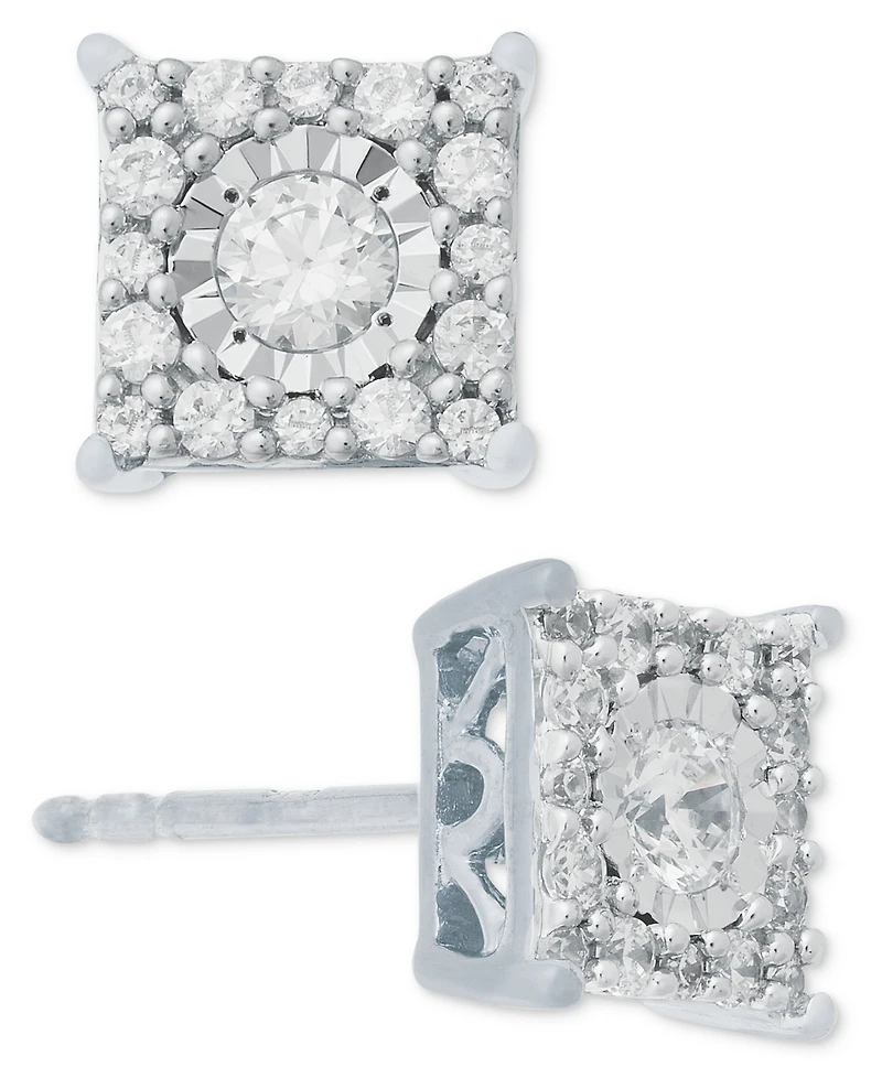 Diamond Cluster Stud Earrings (1/3 ct. t.w.) 14k White Gold, Yellow Gold and Rose
