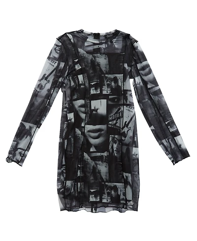 Guess Big Girls Printed Mesh Long Sleeve Dress with Inner Tank