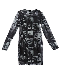 Guess Big Girls Printed Mesh Long Sleeve Dress with Inner Tank