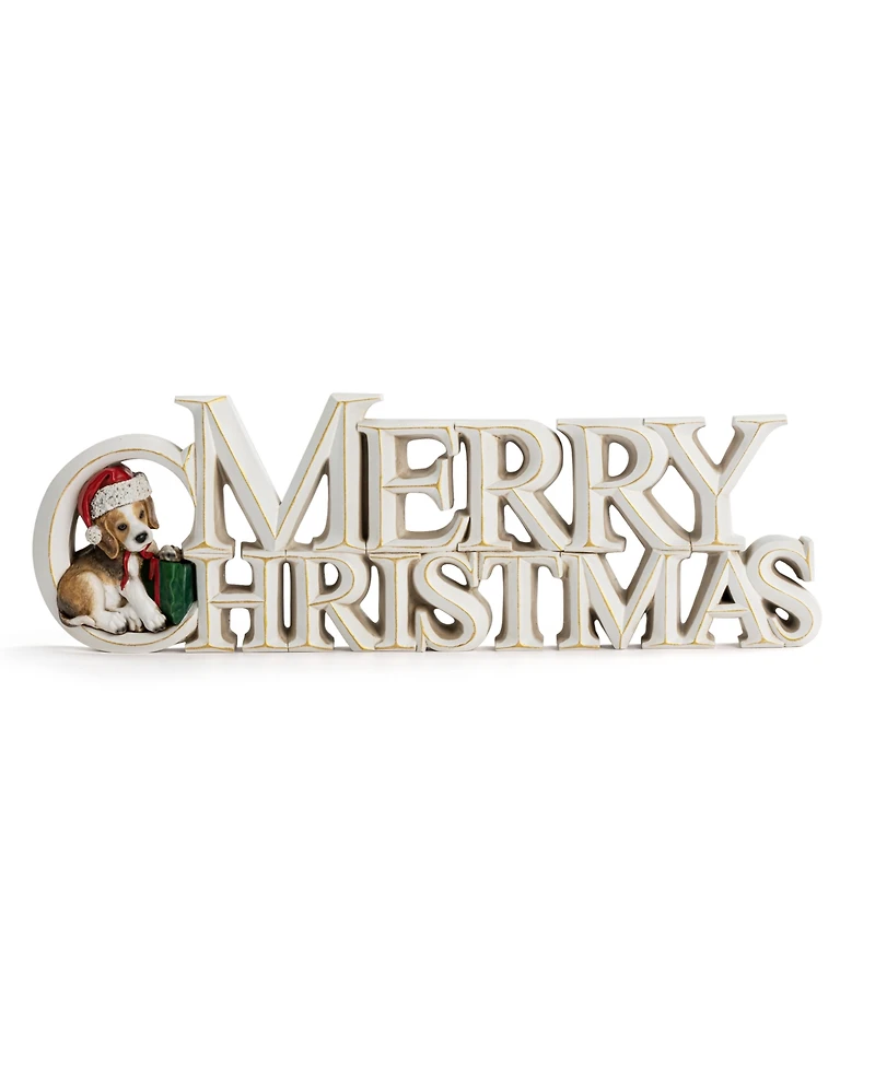 Napco 14.5" Merry Christmas Sign with Dog